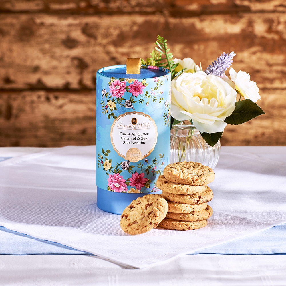 Grandma Wild's Victorian Floral Tube with Salted Caramel Biscuit