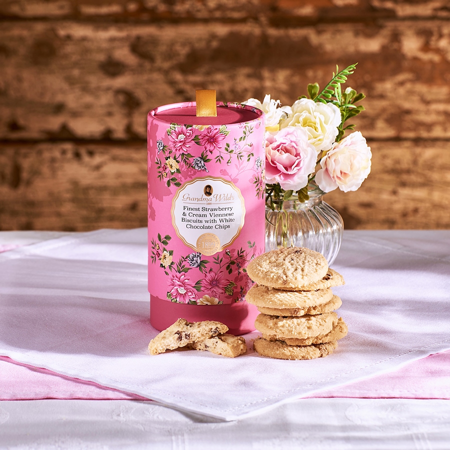 Image 717921_ALTMORE1.jpg, Product 717-921 / Price $21.95, Grandma Wild's Victorian Floral Tube with Strawberry And Cream With White Chocolate Chips Biscuit (150g) from Dolce & Gourmando on TSC.ca's Kitchen department