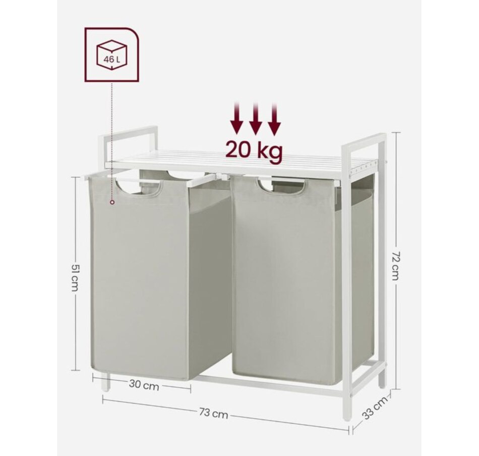 Image 718025_ALTMORE2.jpg, Product 718-025 / Price $74.99, Boutique Home Laundry Hamper with (2) Removable Bags (metal frame, white) from Boutique Home on TSC.ca's Home & Garden department