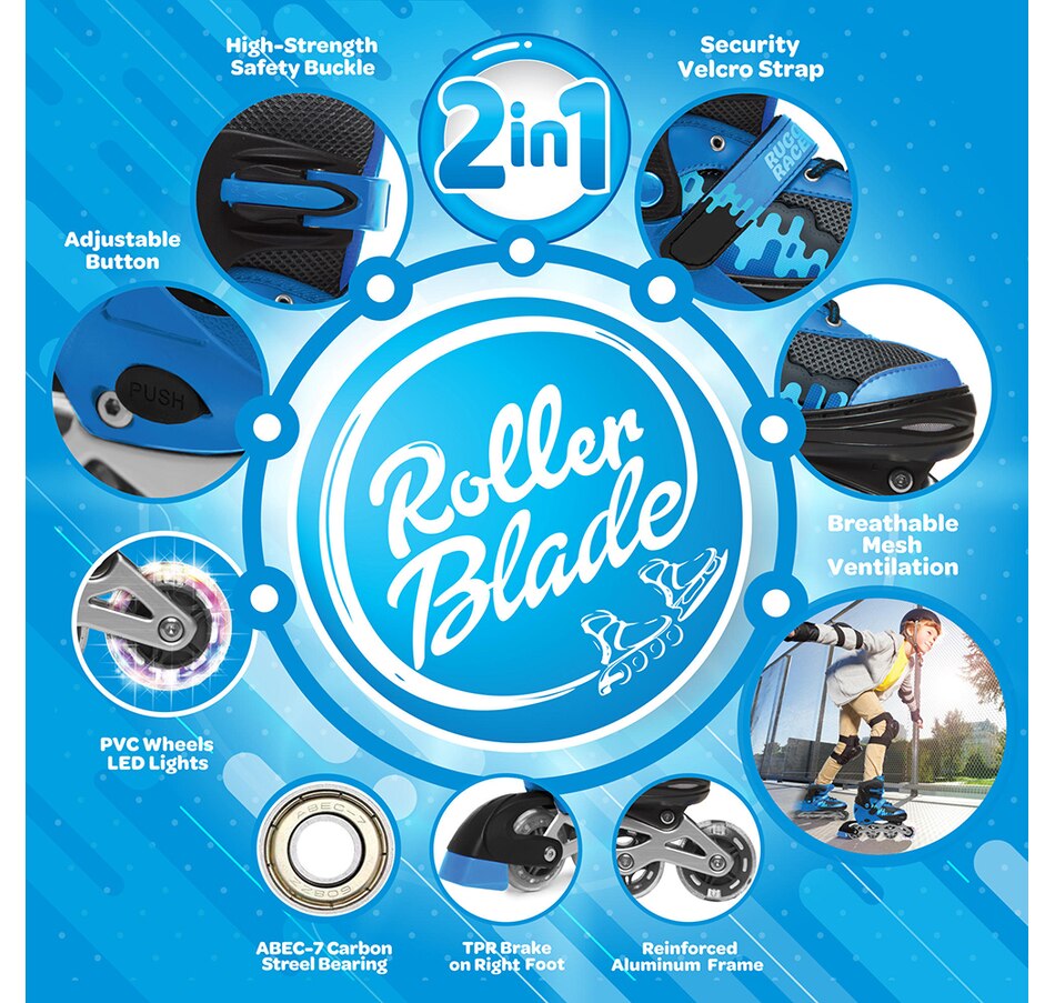 Image 718237_ALTMORE3.jpg, Product 718-237 / Price $54.99, Rugged Racer Kids Adjustable and Convertible Rollerblade and Ice Skate (Small, Blue) from Rugged Racer on TSC.ca's Home & Garden department