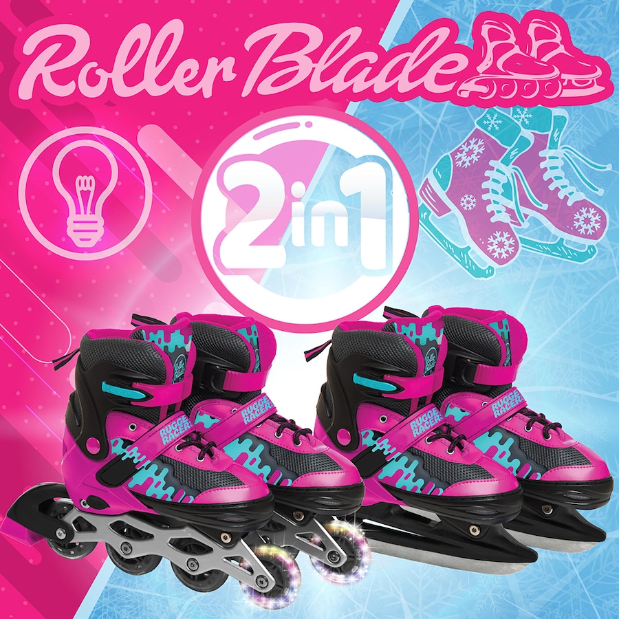 Image 718240_ALTMORE1.jpg, Product 718-240 / Price $79.99, Rugged Racer Kids Adjustable And Convertible Roller Blade And Ice Skate (Medium, Pink) from Rugged Racer on TSC.ca's Home & Garden department