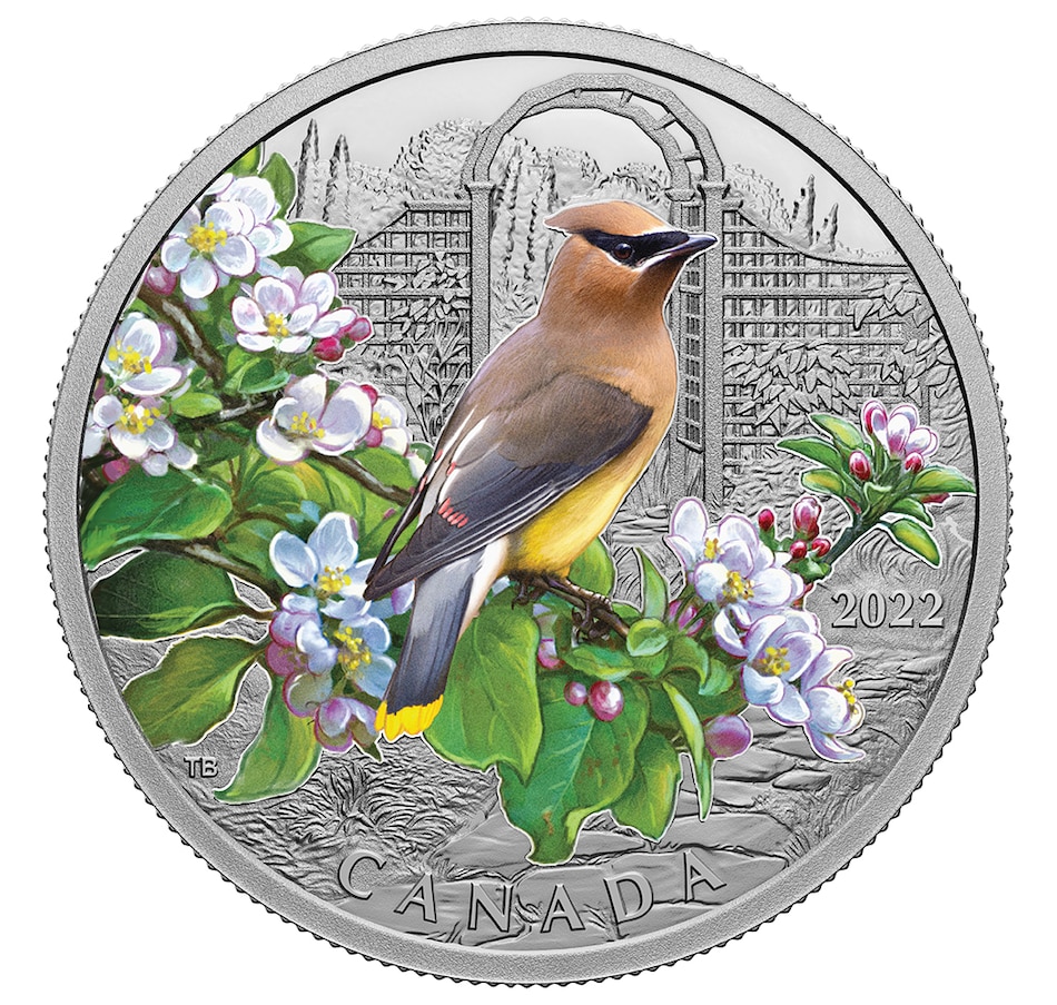 Image 718259.jpg, Product 718-259 / Price $109.95, 2022 $20 Fine Silver Colourful Birds: Cedar Waxwing from Royal Canadian Mint on TSC.ca's Coins department