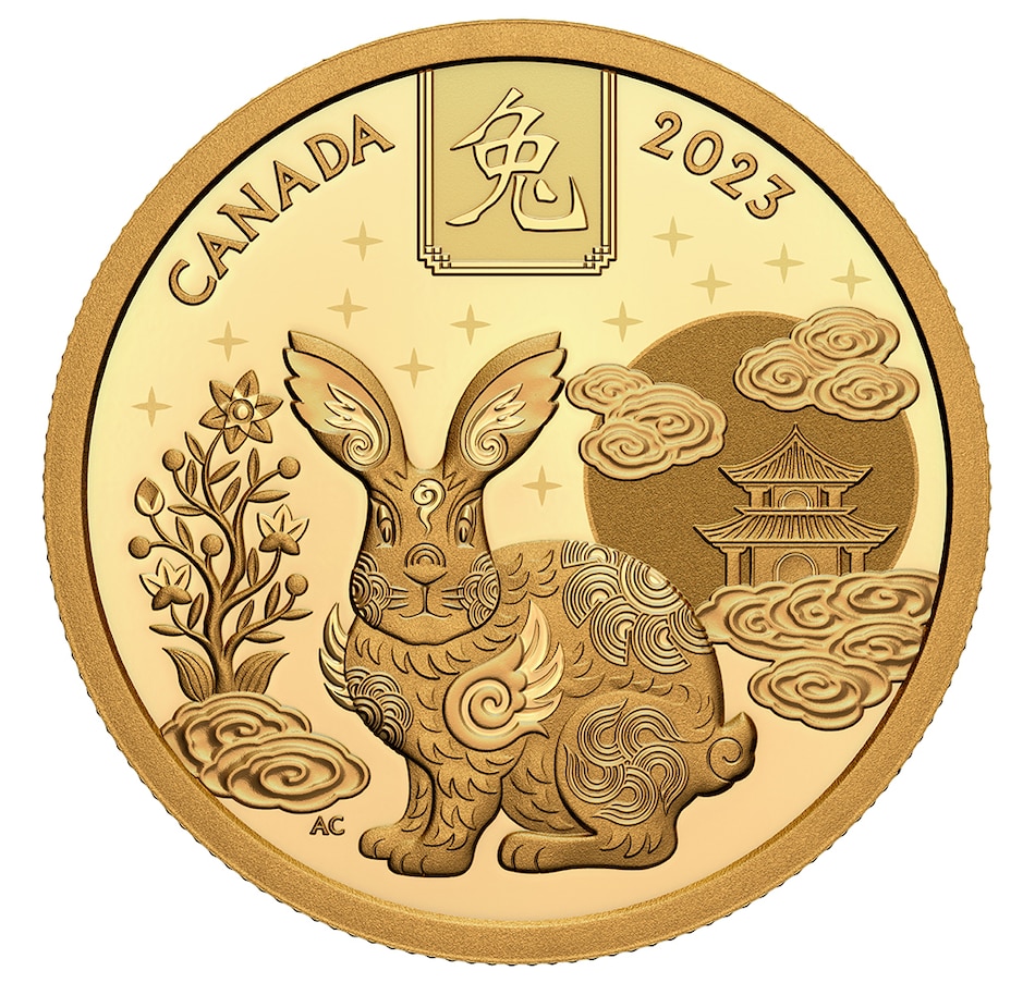 Image 718261.jpg, Product 718-261 / Price $2,188.88, 2023 $100 Pure Gold Coin - Lunar Year of the Rabbit from Royal Canadian Mint on TSC.ca's Coins department