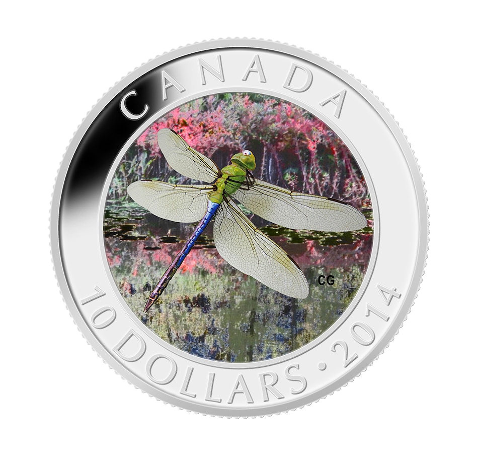 Image 718268.jpg, Product 718-268 / Price $118.88, 2017 $20 Fine Silver Dragonfly Coin with Niobium Embellishment from Royal Canadian Mint on TSC.ca's Coins department