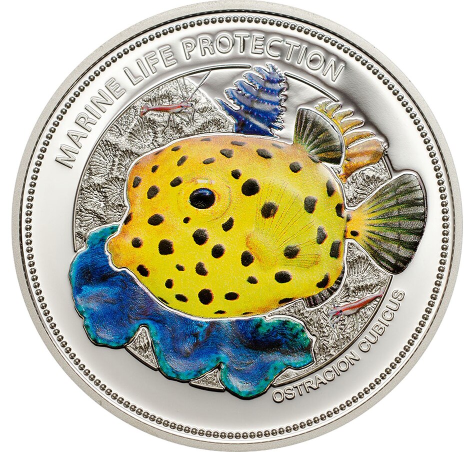 Image 718274.jpg, Product 718-274 / Price $68.88, 2014 $5 Palau Ocean Wonders Silver Coin - Yellow Boxfish from Canadian Coin & Currency on TSC.ca's Coins department