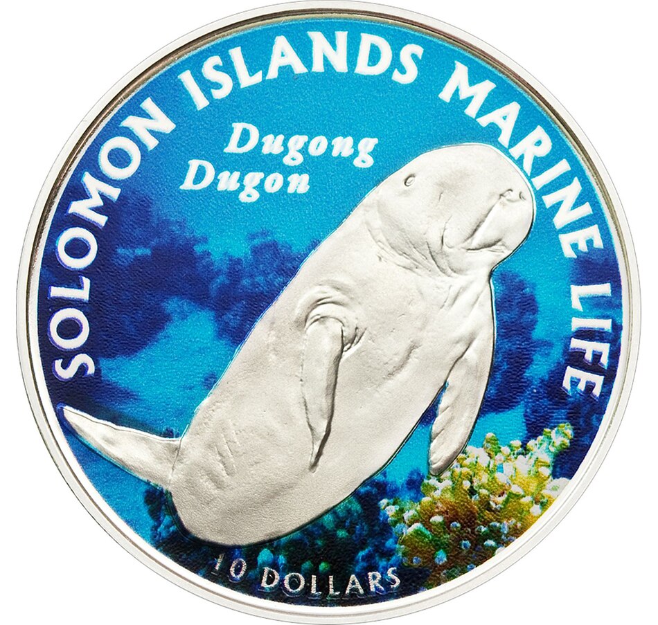 Image 718275.jpg, Product 718-275 / Price $58.88, 2011 $10 Solomon Islands Marine Life Series Sterling Silver Coin - Dugong from Canadian Coin & Currency on TSC.ca's Coins department