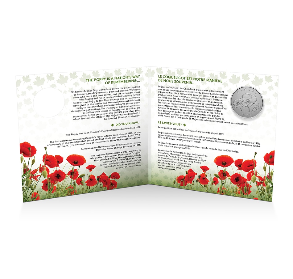 Image 718483.jpg, Product 718-483 / Price $24.95, 2022 $5 Remembrance Day Fine Silver Coin from Royal Canadian Mint on TSC.ca's Coins department