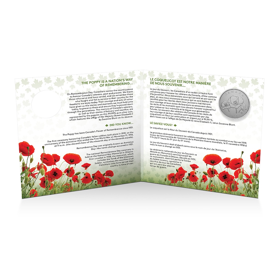 Image 718483.jpg, Product 718-483 / Price $44.95, 2022 $5 Remembrance Day Fine Silver Coin from Royal Canadian Mint (RCM) on TSC.ca's Coins department