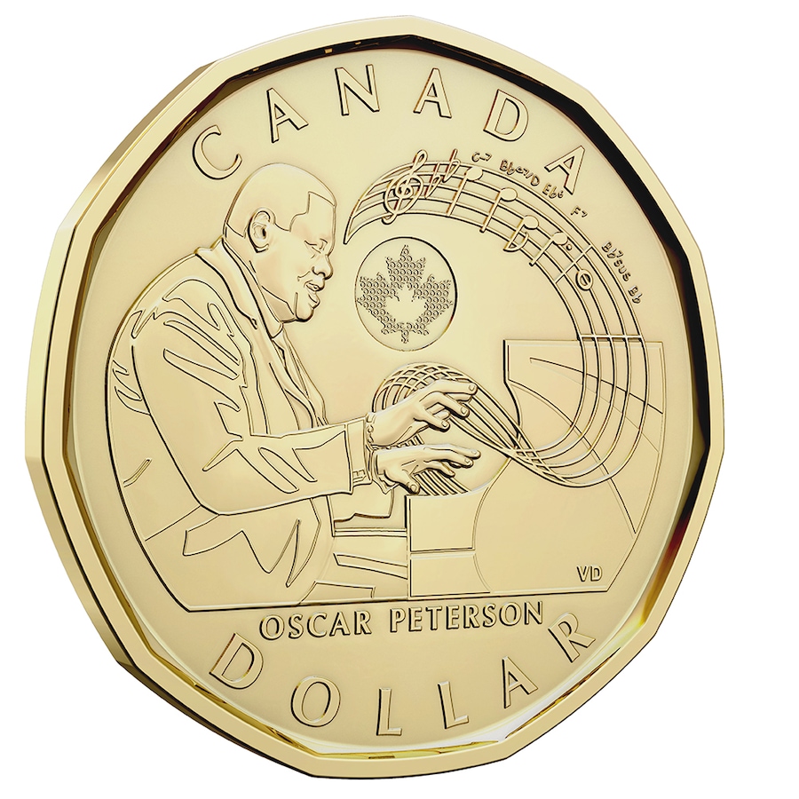 Image 718489_ALTMORE2.jpg, Product 718-489 / Price $54.95, 2022 $1 Oscar Peterson Special Wrap Roll Classic Engraved Version (no colour, 25 coins per roll)) from Royal Canadian Mint (RCM) on TSC.ca's Coins department