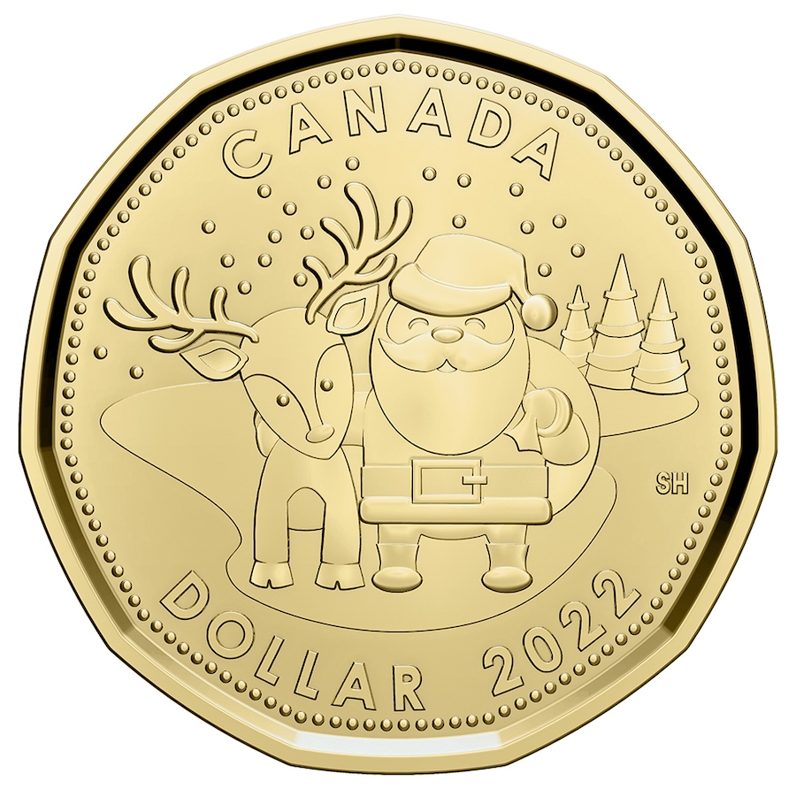 Image 718491_ALTMORE2.jpg, Product 718-491 / Price $21.95, 2022 Holiday Gift Coin Set with Special Edition Santa and Reindeer Dollar Coin from Royal Canadian Mint (RCM) on TSC.ca's Coins department