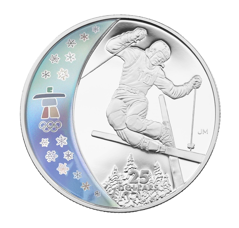 Image 718516.jpg, Product 718-516 / Price $71.95, 2008 $25 Vancouver 2010 Olympic Games Freestyle Skiing Silver Coin from Royal Canadian Mint (RCM) on TSC.ca's Coins department