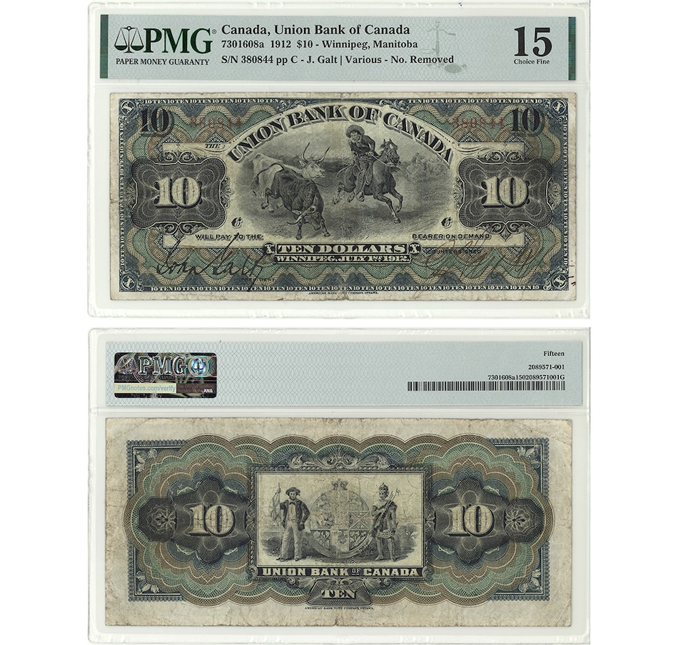 Coins Historic Banknotes The Union Bank of Canada 1912 10 Winnipeg