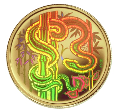 2001 $150 Year of the Snake 18K Gold Hologram Coin