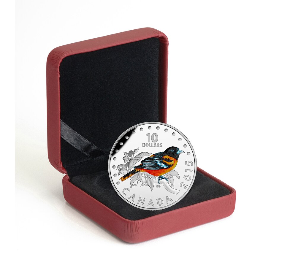 Image 718550_ALTMORE2.jpg, Product 718-550 / Price $64.95, 2015 $10 Colourful Songbirds of Canada Fine Silver Coin: The Baltimore Oriole from Royal Canadian Mint (RCM) on TSC.ca's Coins department