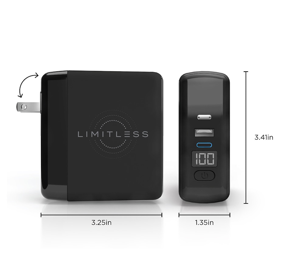 Image 718555_ALTMORE9.jpg, Product 718-555 / Price $99.99, Limitless PowerPro Go 3-in-1 Wall Charger And 10,000 mAh Portable Power Bank with Digital Display from Limitless Innovations on TSC.ca's Electronics department