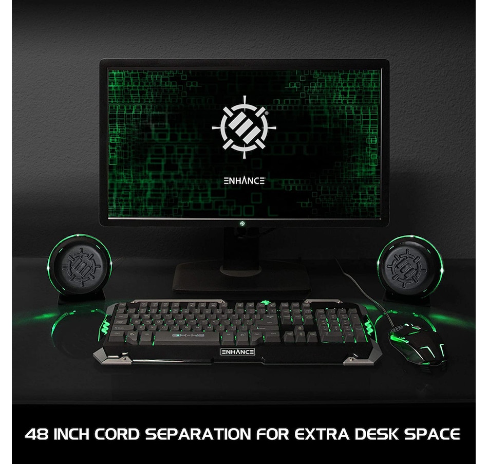 Image 718583_ALTMORE2.jpg, Product 718-583 / Price $34.99, Enhance SL2 USB Gaming Computer Speakers for PC (ENPCSL2100GNEW, green) from Enhance on TSC.ca's Electronics department