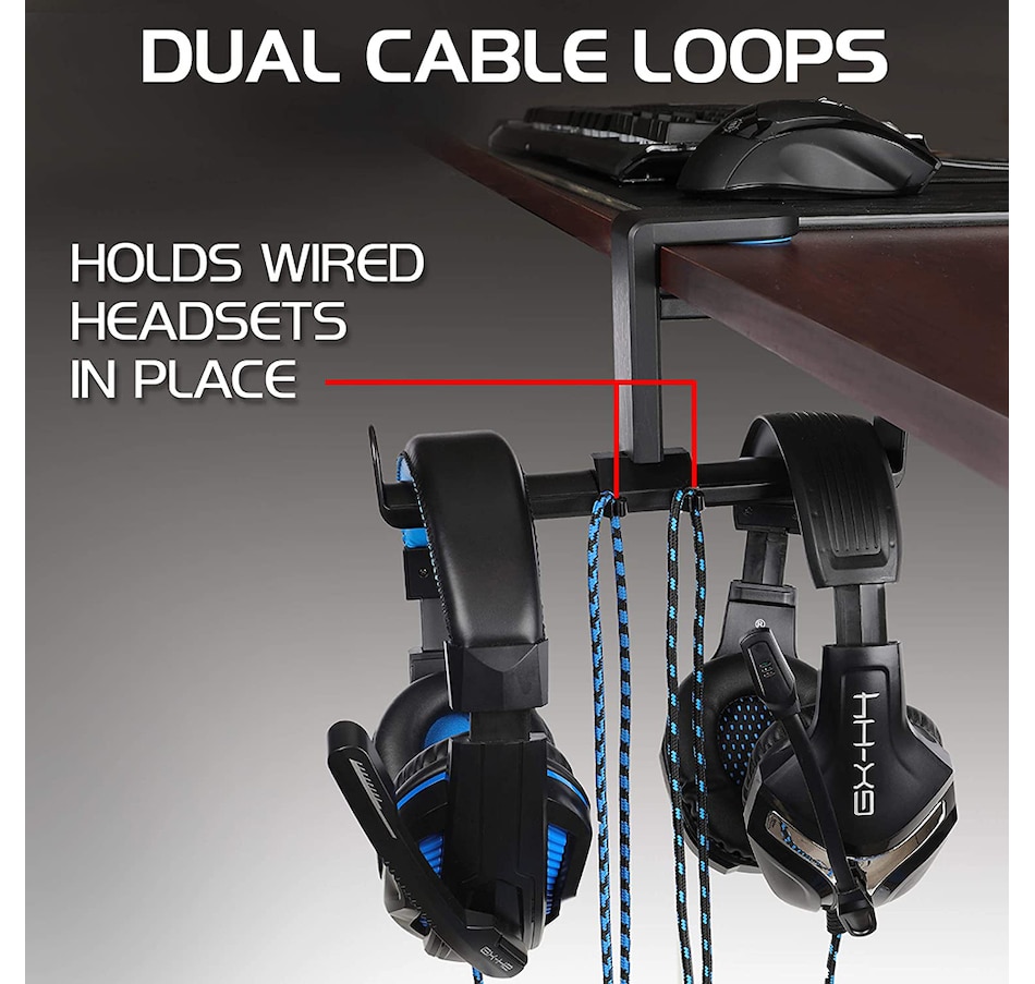 Image 718584_ALTMORE1.jpg, Product 718-584 / Price $29.99, Enhance PC Gaming Dual Headphone Holder (ENUNHPD100BKEW, black) from Enhance on TSC.ca's Electronics department