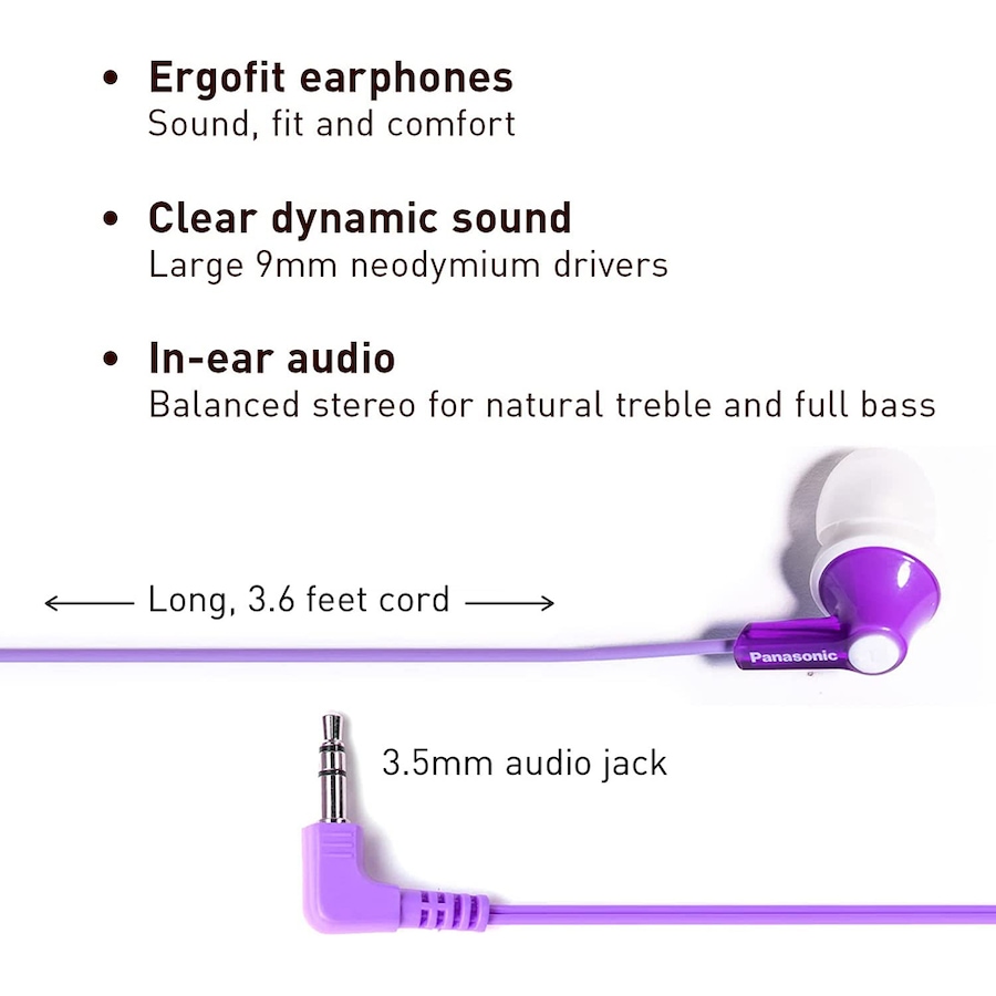 Image 718599_ALTMORE1.jpg, Product 718-599 / Price $19.99, Panasonic In-Ear Headphones (RPHJE120V, violet) from Panasonic on TSC.ca's Electronics department
