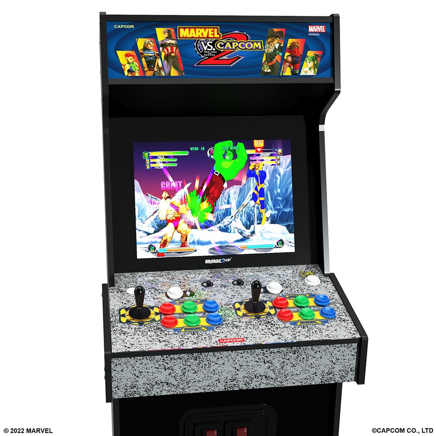 Image 718801_ALTMORE4.jpg, Product 718-801 / Price $799.99, Arcade1Up Marvel vs. Capcom 2 Arcade Game with Wi-Fi, Lit Marquee and Riser from Arcade1Up on TSC.ca's Electronics department