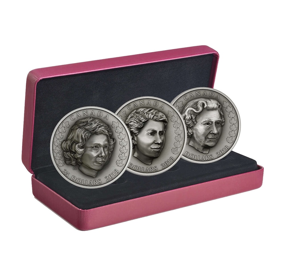 Image 718856.jpg, Product 718-856 / Price $449.85, A Royal Life Complete Set of $25 Fine Silver Coins - The Young Princess, The New Queen, and Matriarch of the Family from Royal Canadian Mint on TSC.ca's Coins department