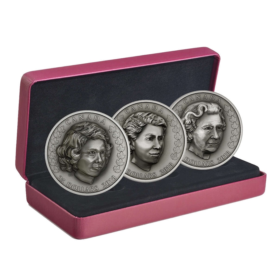 Image 718856.jpg, Product 718-856 / Price $589.95, A Royal Life Complete Set of $25 Fine Silver Coins - The Young Princess, The New Queen, and Matriarch of the Family from Royal Canadian Mint (RCM) on TSC.ca's Coins department