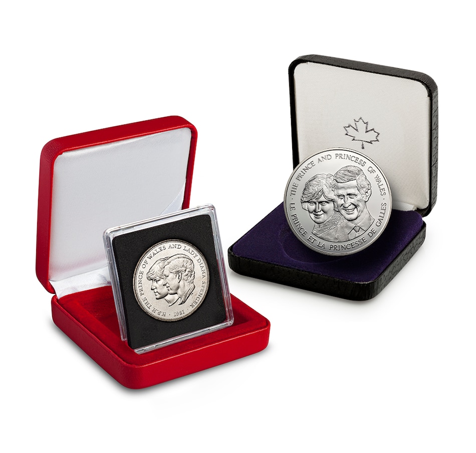 Image 718862.jpg, Product 718-862 / Price $59.95, Prince Charles and Lady Diana Two-Piece Set 1981 Royal Wedding Coin and 1983 Royal Visit Silver Medal from Canadian Coin & Currency on TSC.ca's Coins department