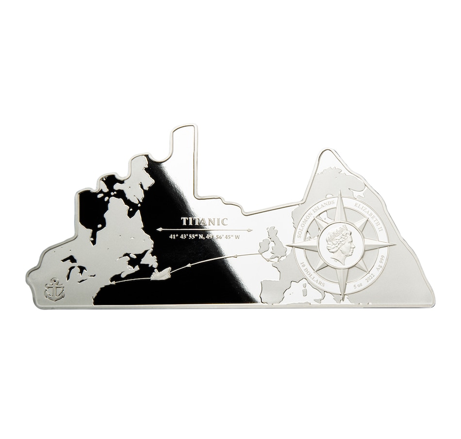 Image 718867_ALTMORE1.jpg, Product 718-867 / Price $599.95, 2022 $10 Fine Silver RMS Titanic Shaped Coin from Canadian Coin & Currency on TSC.ca's Coins department