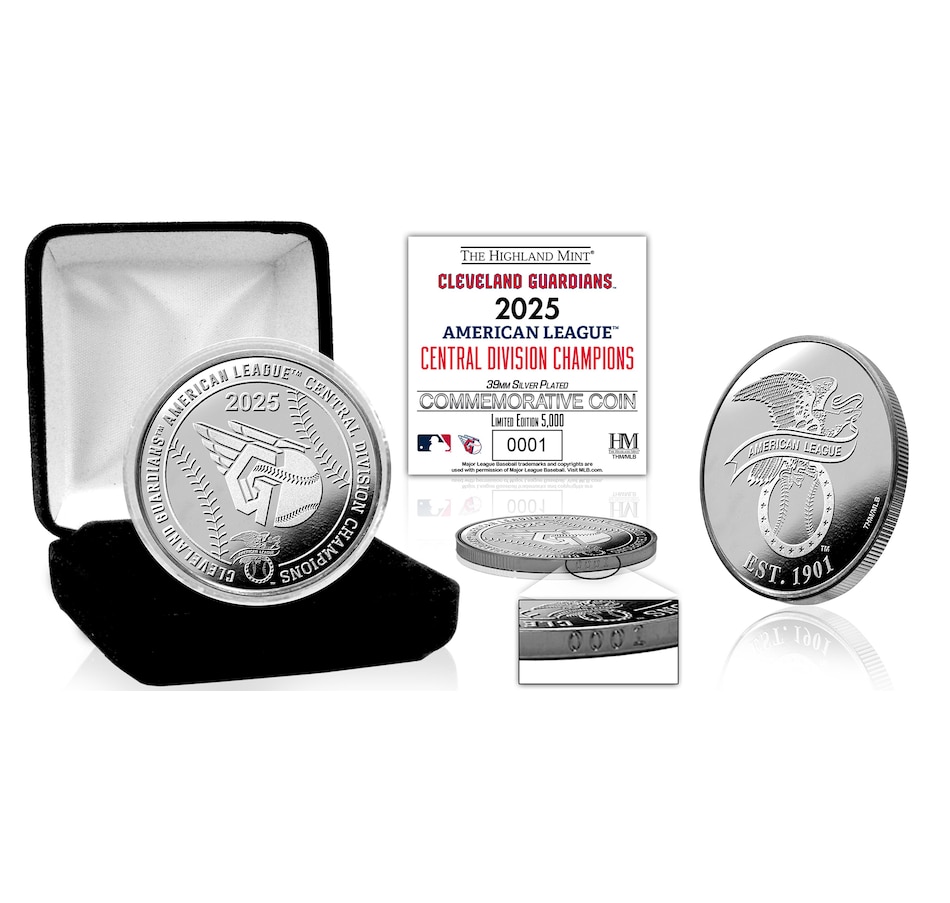 Image 719093.jpg, Product 719-093 / Price $74.99, Cleveland Guardians 2025 AL Central Division Champions Silver Coin from Highland Mint on TSC.ca's Sports department