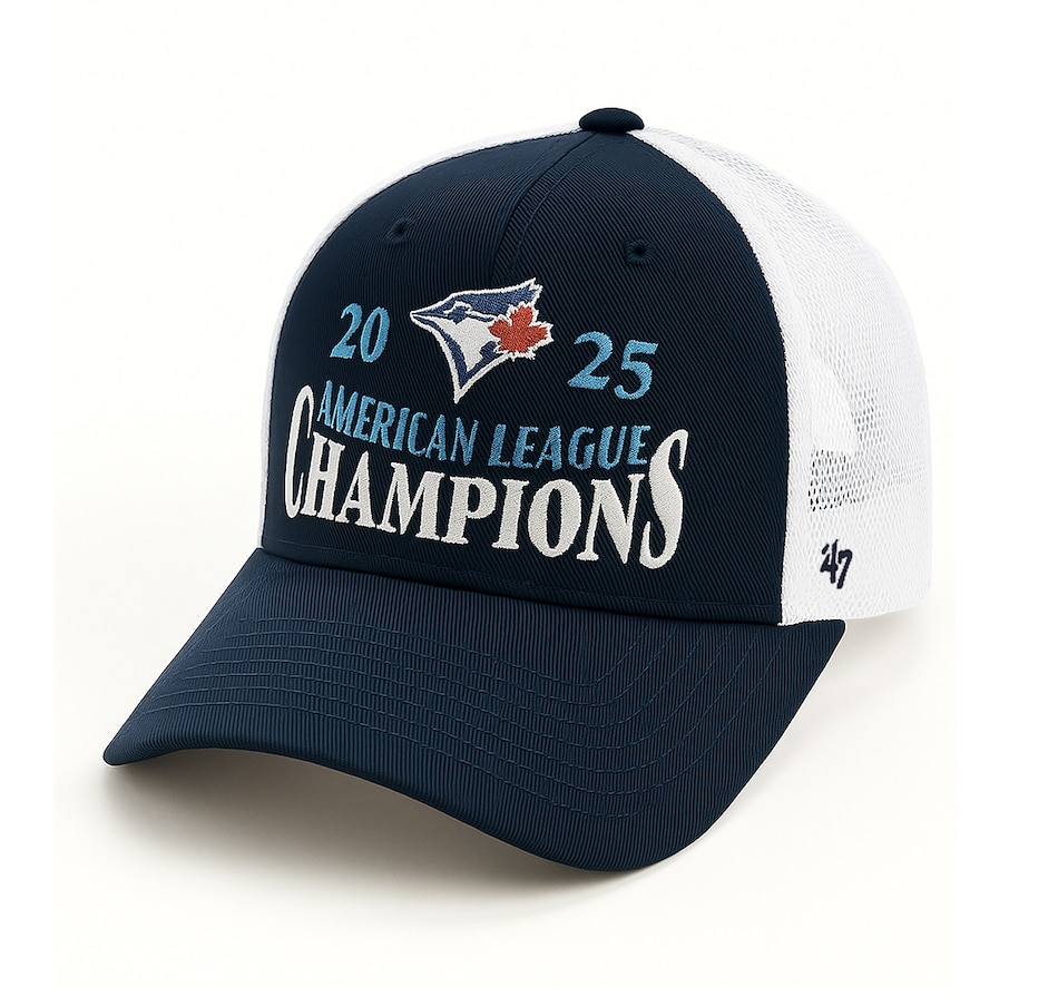 Image 719100.jpg, Product 719-100 / Price $59.99, Toronto Blue Jays MLB 2025 ALCS Champions '47 Trucker Snapback Cap from TSC All IN on TSC.ca's Sports department