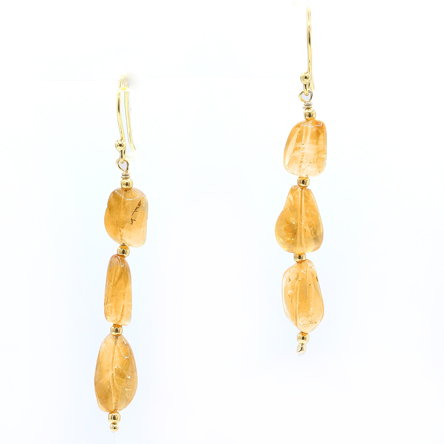 Gem Boutique Sterling Silver Yellow Gold Plate Tumbled Bead Gemstone Earrings