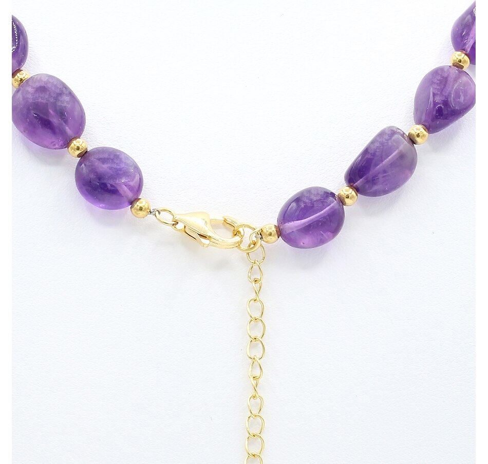 Image 719156_ALTMORE1.jpg, Product 719-156 / Price $179.99, Gem Boutique Sterling Silver Yellow Gold Plate Tumbled Bead Amethyst and Peridot Necklace from Gem Boutique on TSC.ca's Jewellery department