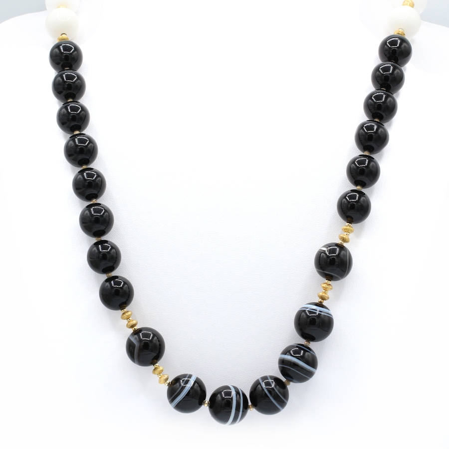 Image 719166.jpg, Product 719-166 / Price $199.99, Gem Boutique Sterling Silver Yellow Gold Plate Black Onyx, White and Black Agate, and Rock Crystal Necklace from Gem Boutique on TSC.ca's Jewellery department
