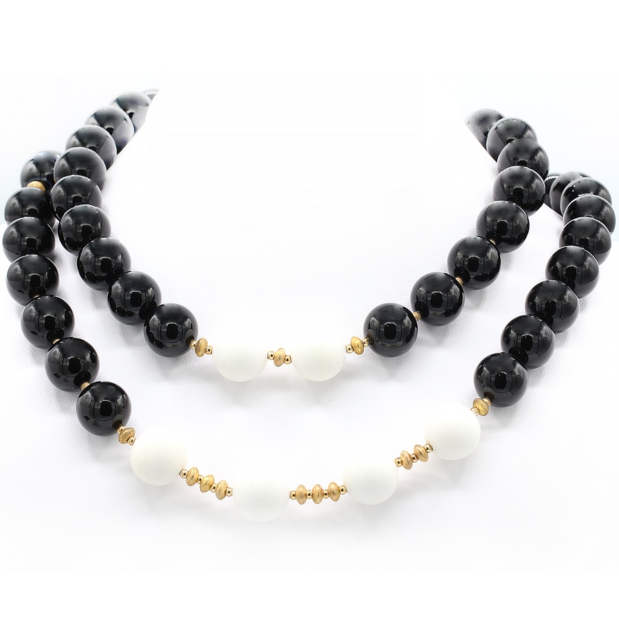 Image 719166_ALTMORE1.jpg, Product 719-166 / Price $199.99, Gem Boutique Sterling Silver Yellow Gold Plate Black Onyx, White and Black Agate, and Rock Crystal Necklace from Gem Boutique on TSC.ca's Jewellery department