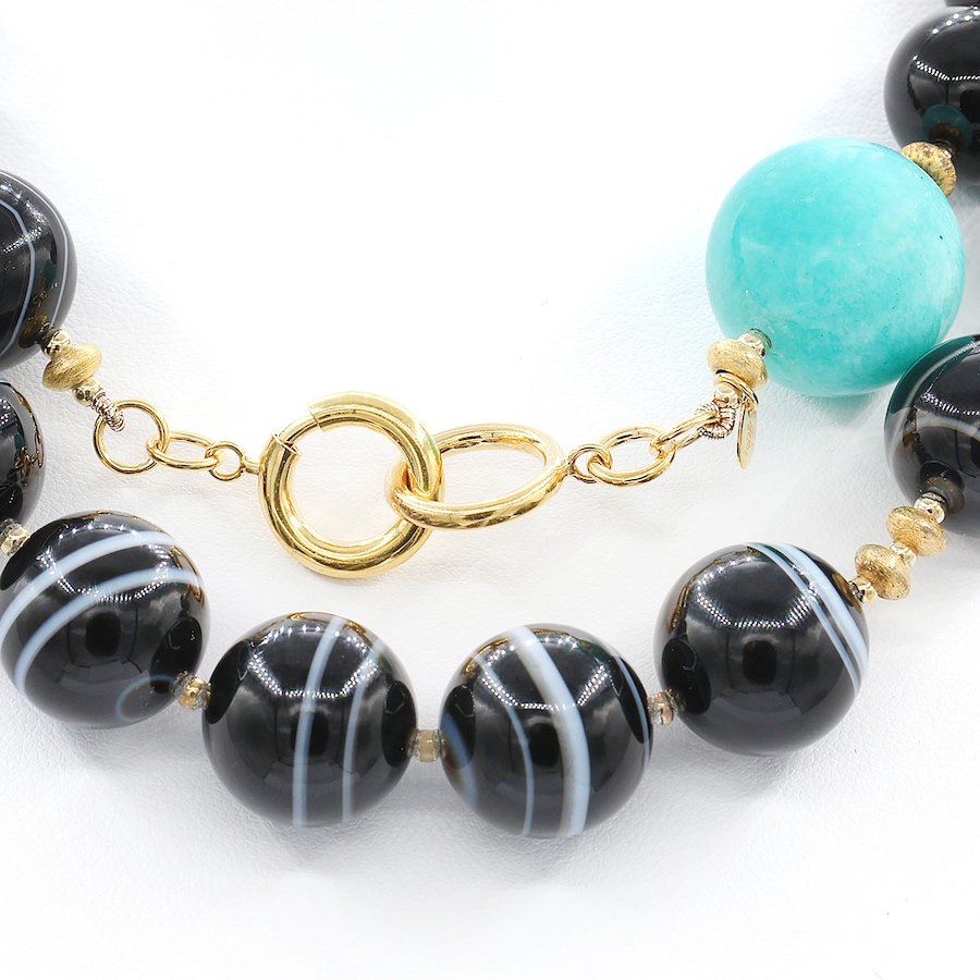 Image 719166_ALTMORE2.jpg, Product 719-166 / Price $199.99, Gem Boutique Sterling Silver Yellow Gold Plate Black Onyx, White and Black Agate, and Rock Crystal Necklace from Gem Boutique on TSC.ca's Jewellery department