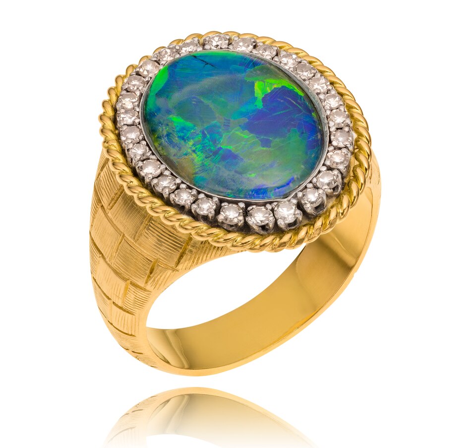Image 719271.jpg, Product 719-271 / Price $2,995.00, 18K Yellow and White Gold Black Opal Triplet and Diamond Ring from Estate Originals on TSC.ca's Jewellery department