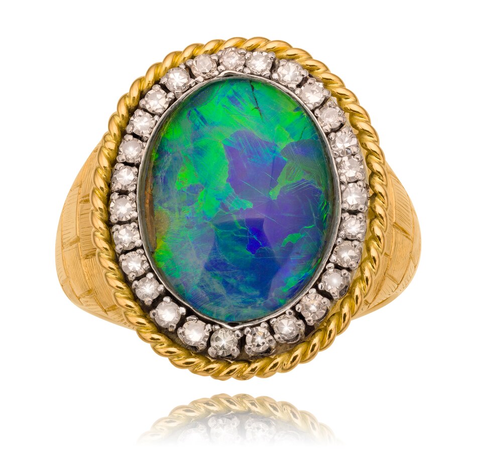 Image 719271_ALTMORE1.jpg, Product 719-271 / Price $2,995.00, 18K Yellow and White Gold Black Opal Triplet and Diamond Ring from Estate Originals on TSC.ca's Jewellery department
