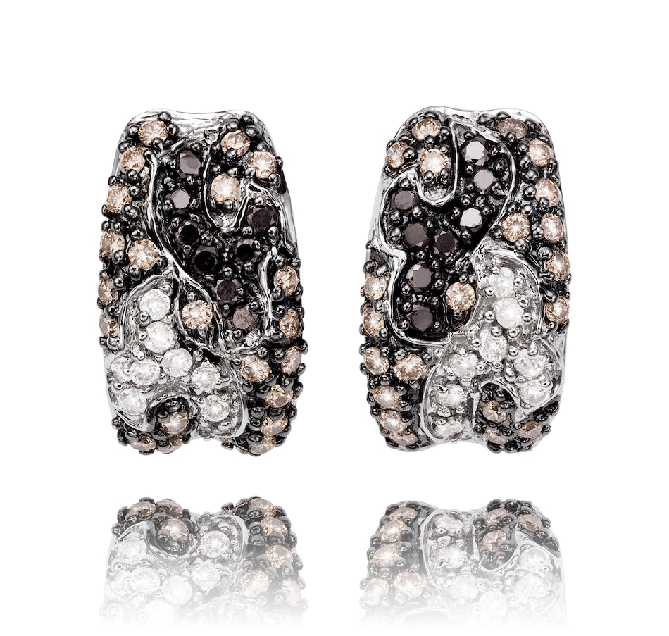 Image 719306.jpg, Product 719-306 / Price $1,495.00, 14K White Gold with Black Rhodium Fancy Pave Diamond Earrings with Pear Shaped Accents from Estate Originals on TSC.ca's Jewellery department