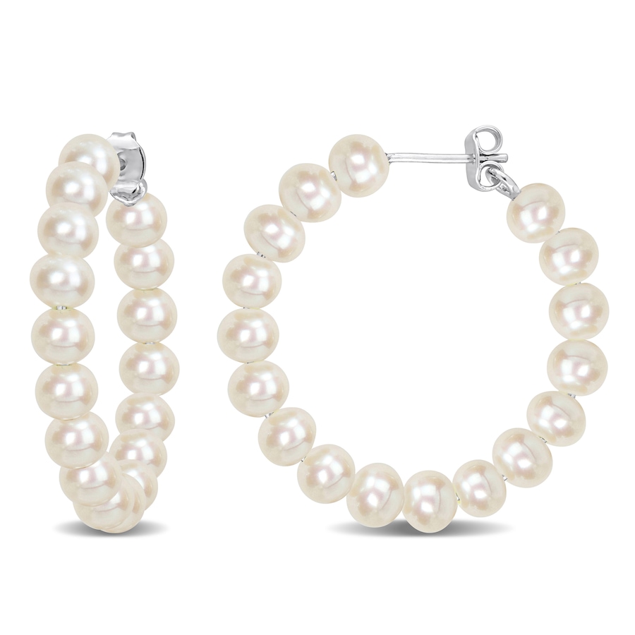 Image 719440.jpg, Product 719-440 / Price $179.99, Amour Pearls Sterling Silver 5mm-5.5mm Cultured Freshwater Pearl Hoop Earrings from Amour Pearls on TSC.ca's Jewellery department