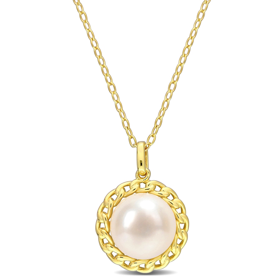 Image 719449.jpg, Product 719-449 / Price $99.99, Amour Pearls Sterling Silver Yellow Gold Plate 9mm-9.5mm Cultured Freshwater Pearl Pendant With Chain from Amour Pearls on TSC.ca's Jewellery department
