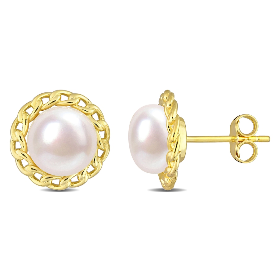 Image 719450.jpg, Product 719-450 / Price $99.99, Amour Pearls Sterling Silver Yellow Gold Plate 9mm-9.5mm Cultured Freshwater Pearl Stud Earrings from Amour Pearls on TSC.ca's Jewellery department