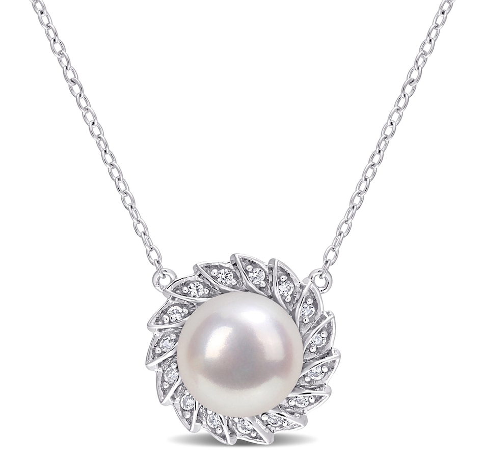 Image 719460.jpg, Product 719-460 / Price $139.99, Amour Pearls Sterling Silver 9.5mm-10mm Cultured Freshwater Pearl And White Sapphire Pendant With Chain from Amour Pearls on TSC.ca's Jewellery department