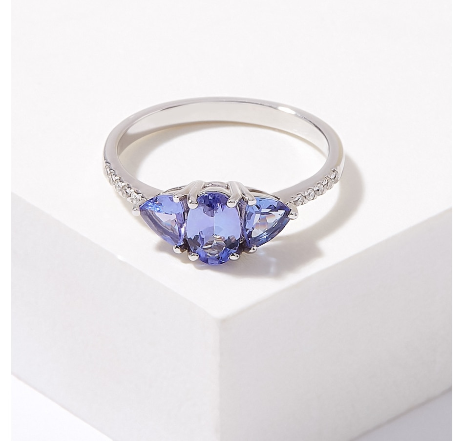 Image 719606.jpg, Product 719-606 / Price $649.99, Gem Creations 10K White Gold Three Stone Tanzanite and Diamond Ring from Gem Creations on TSC.ca's Jewellery department