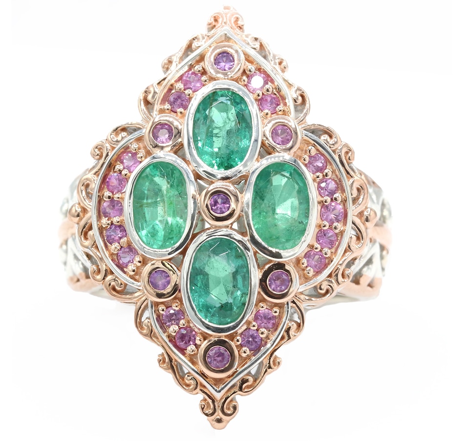 Image 719631.jpg, Product 719-631 / Price $449.99, Gems En Vogue Palladium Silver Emerald & Pink Sapphire Ring from Gems En Vogue on TSC.ca's Jewellery department