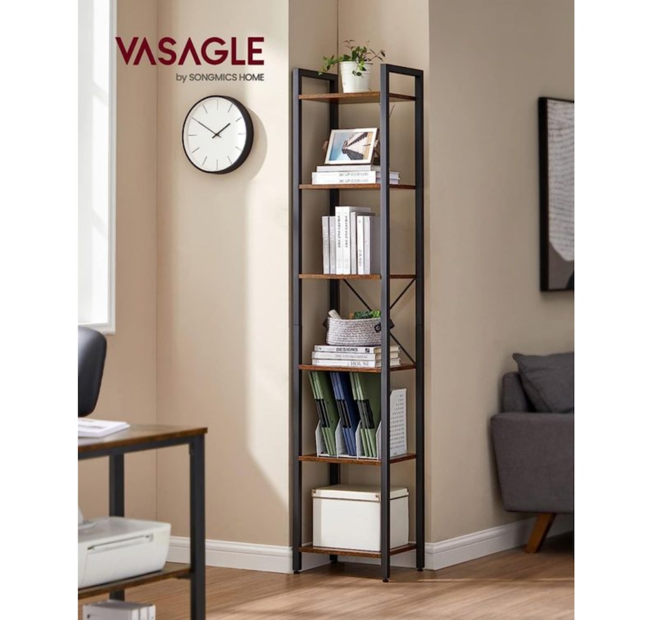 Image 719716_ALTMORE1.jpg, Product 719-716 / Price $94.99, Boutique Home Six-Tier Tall Narrow Bookshelf Bookcase with Steel Frame and Rustic Industrial Look from Boutique Home on TSC.ca's Home & Garden department
