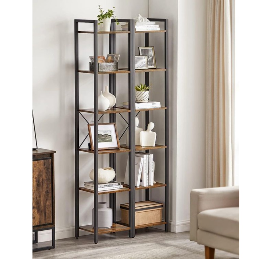 Image 719716_ALTMORE2.jpg, Product 719-716 / Price $94.99, Boutique Home Six-Tier Tall Narrow Bookshelf Bookcase with Steel Frame and Rustic Industrial Look from Boutique Home on TSC.ca's Home & Garden department
