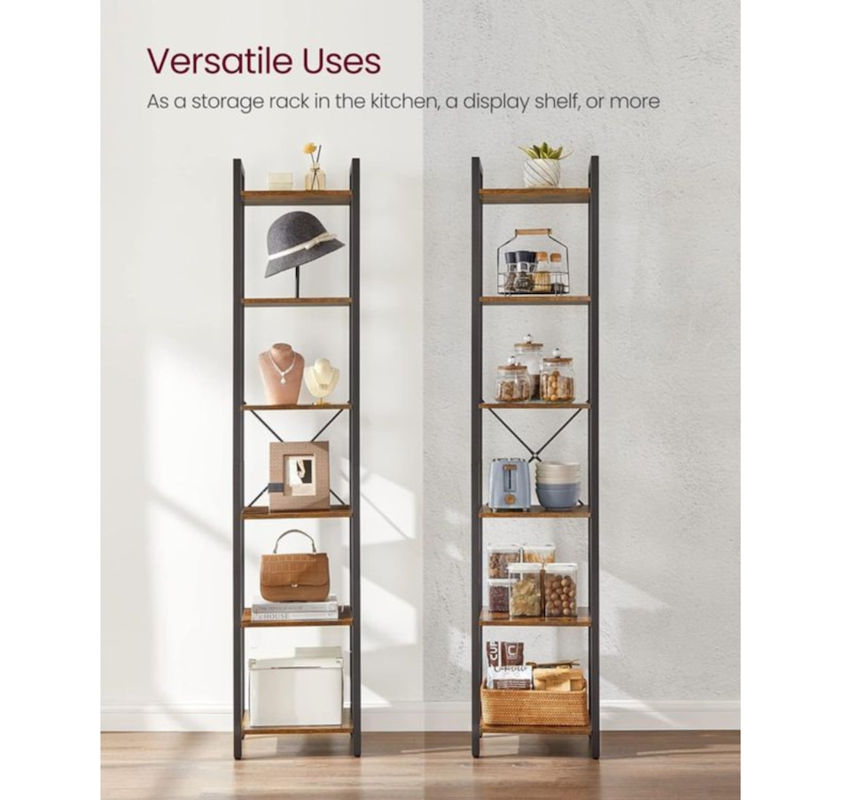 Image 719716_ALTMORE4.jpg, Product 719-716 / Price $94.99, Boutique Home Six-Tier Tall Narrow Bookshelf Bookcase with Steel Frame and Rustic Industrial Look from Boutique Home on TSC.ca's Home & Garden department