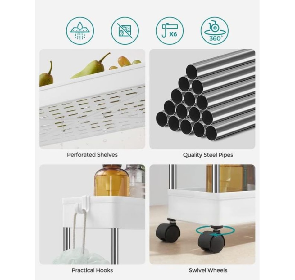 Image 719724_ALTMORE2.jpg, Product 719-724 / Price $34.99, Boutique Home 4-Tier Plastic Storage Trolley on Wheels for Small Spaces from Boutique Home on TSC.ca's Kitchen department