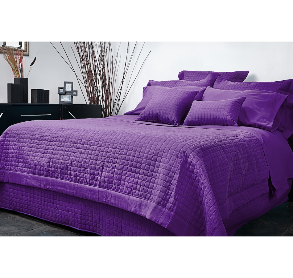 Image 719768_PUR.jpg, Product 719-768 / Price $154.99, Gouchee Home Grid Microfibre Quilted Duvet Cover Set from Gouchee Home on TSC.ca's Home & Garden department