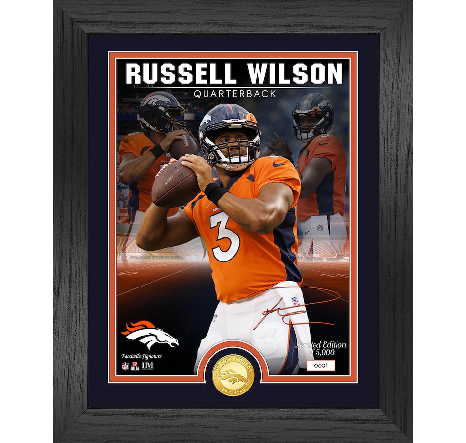 Russell Wilson Denver Broncos Signature Bronze Coin Photo Mint