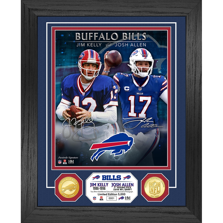 Image 719908.jpg, Product 719-908 / Price $127.99, Jim Kelly & Josh Allen Buffalo Bills Bronze Coin Photo Mint from Highland Mint on TSC.ca's Sports department
